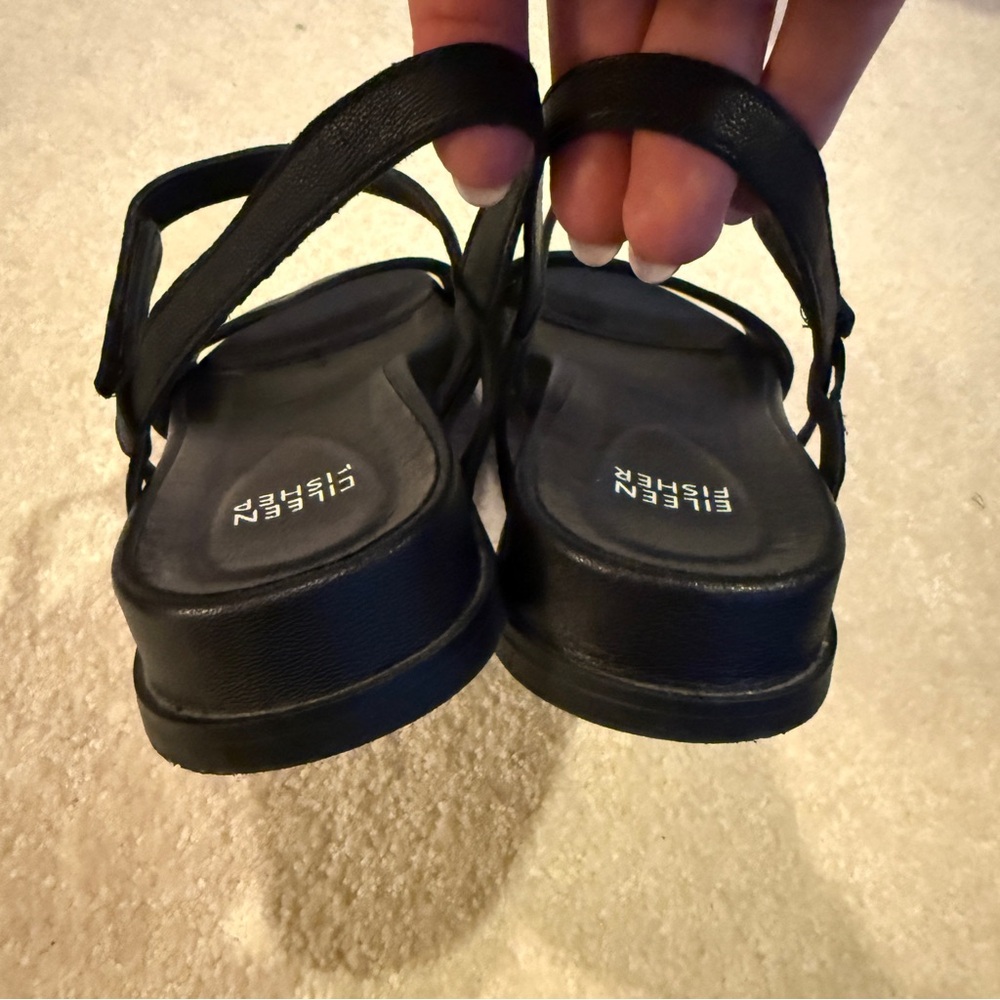 Eileen Fisher Demo Leather Ankle-Strap Sandals - Picture 3 of 8